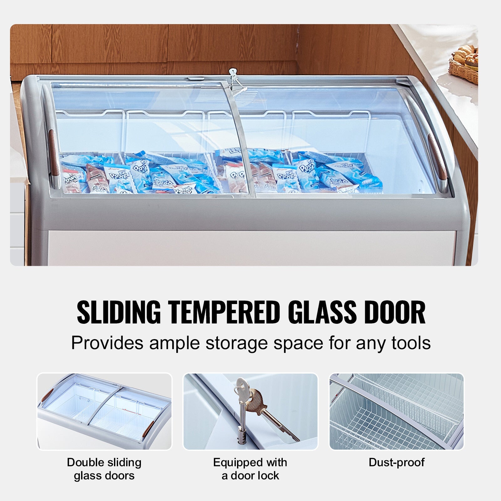 50" Commercial Ice Cream Display Case Gelato Freezer Glass Cabinet 12.8 Cu.Ft