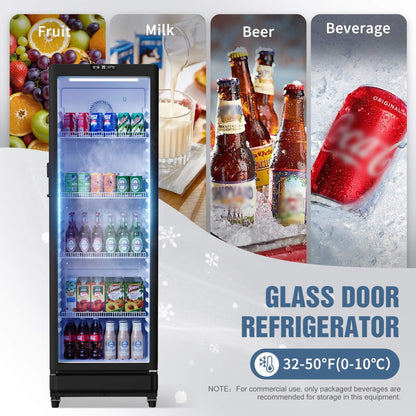 8.5 Cu.Ft Commercial Single Glass Door Beverage Merchandiser Refrigerator (SAK27946)