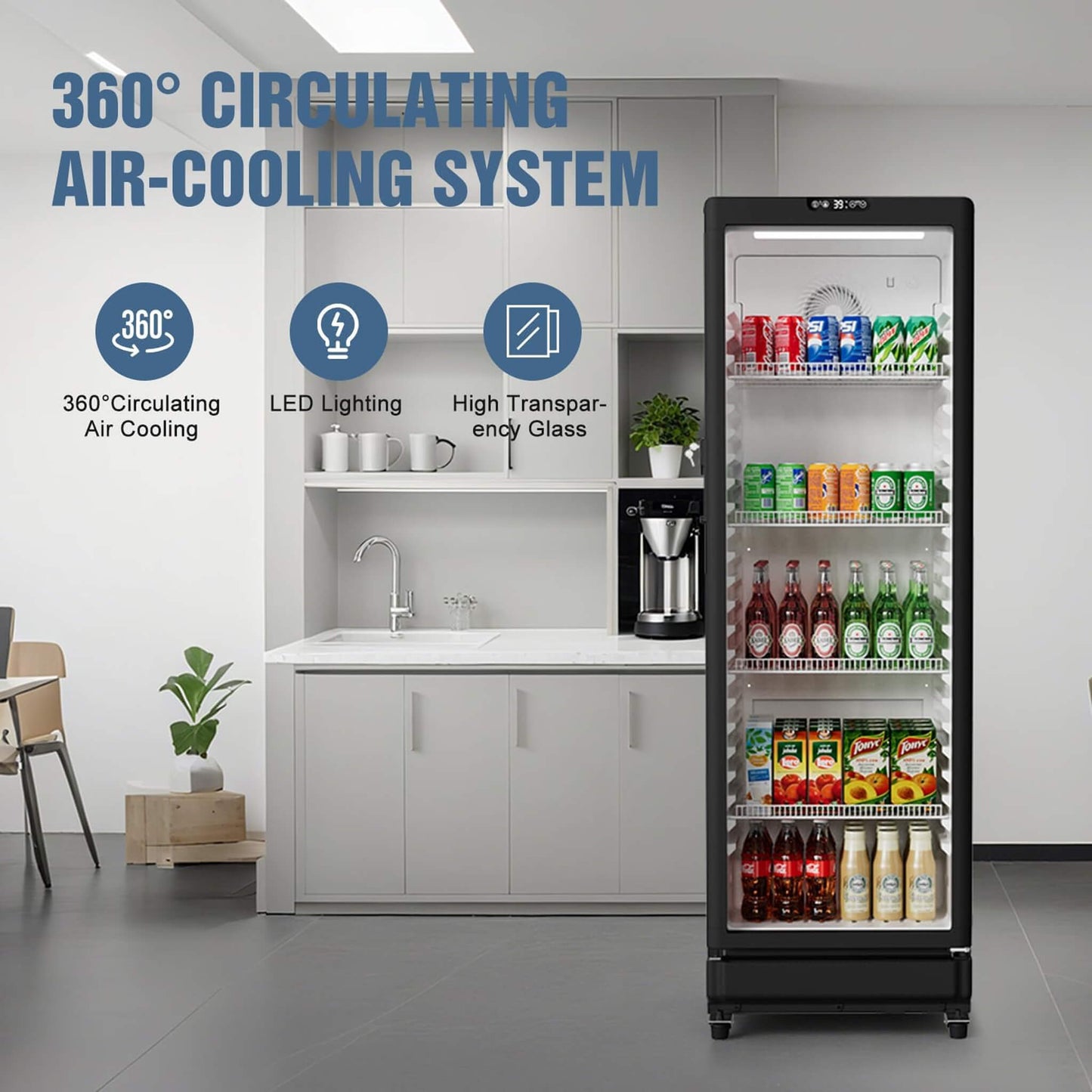 8.5 Cu.Ft Commercial Single Glass Door Beverage Merchandiser Refrigerator (SAK27946)