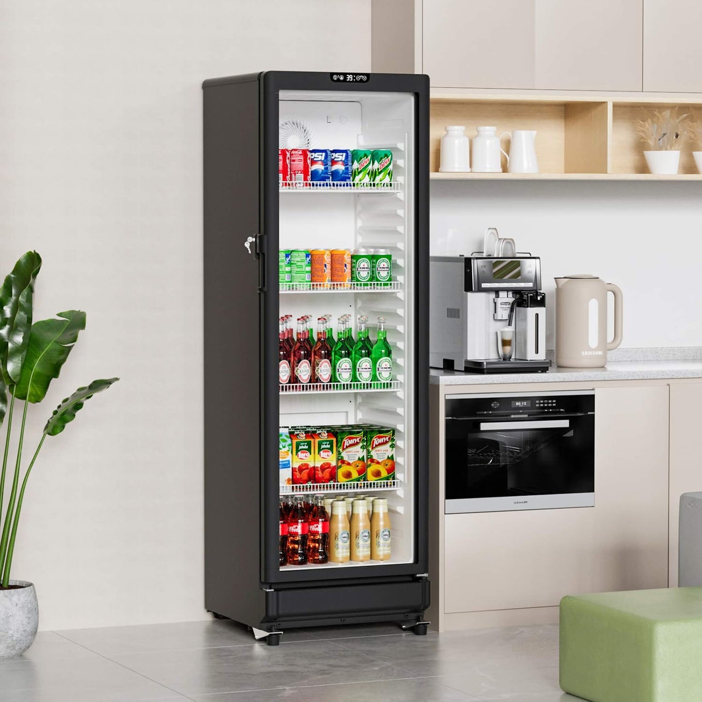 8.5 Cu.Ft Commercial Single Glass Door Beverage Merchandiser Refrigerator (SAK27946)
