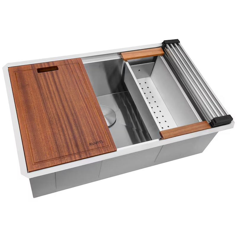 Roma Undermount 32-In X 19-In Stainless Steel Single Bowl 16 -Gauge Workstation Kitchen Sink