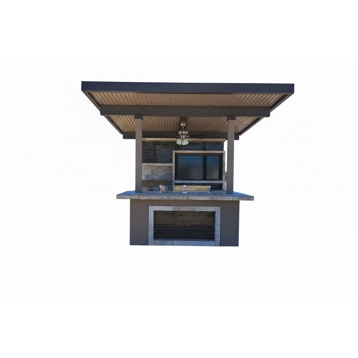 KoKoMo Baja Outdoor Kitchen with 12x12 Patio Cover – Complete Modular BBQ Island with Grill, Fridge & Bar Seating
