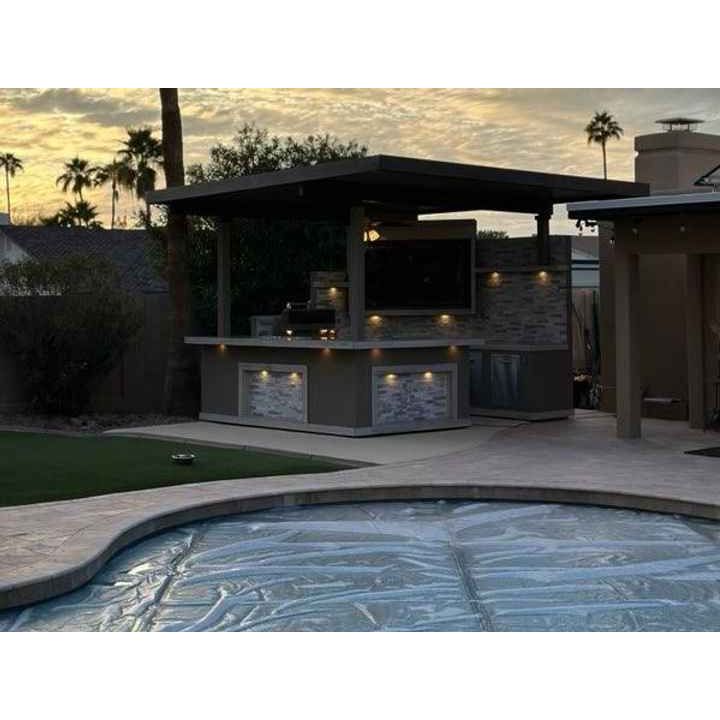 KoKoMo Bermuda Kitchen BBQ Island with Built-In TV, Fire Pit & Bar for Ultimate Outdoor Entertaining