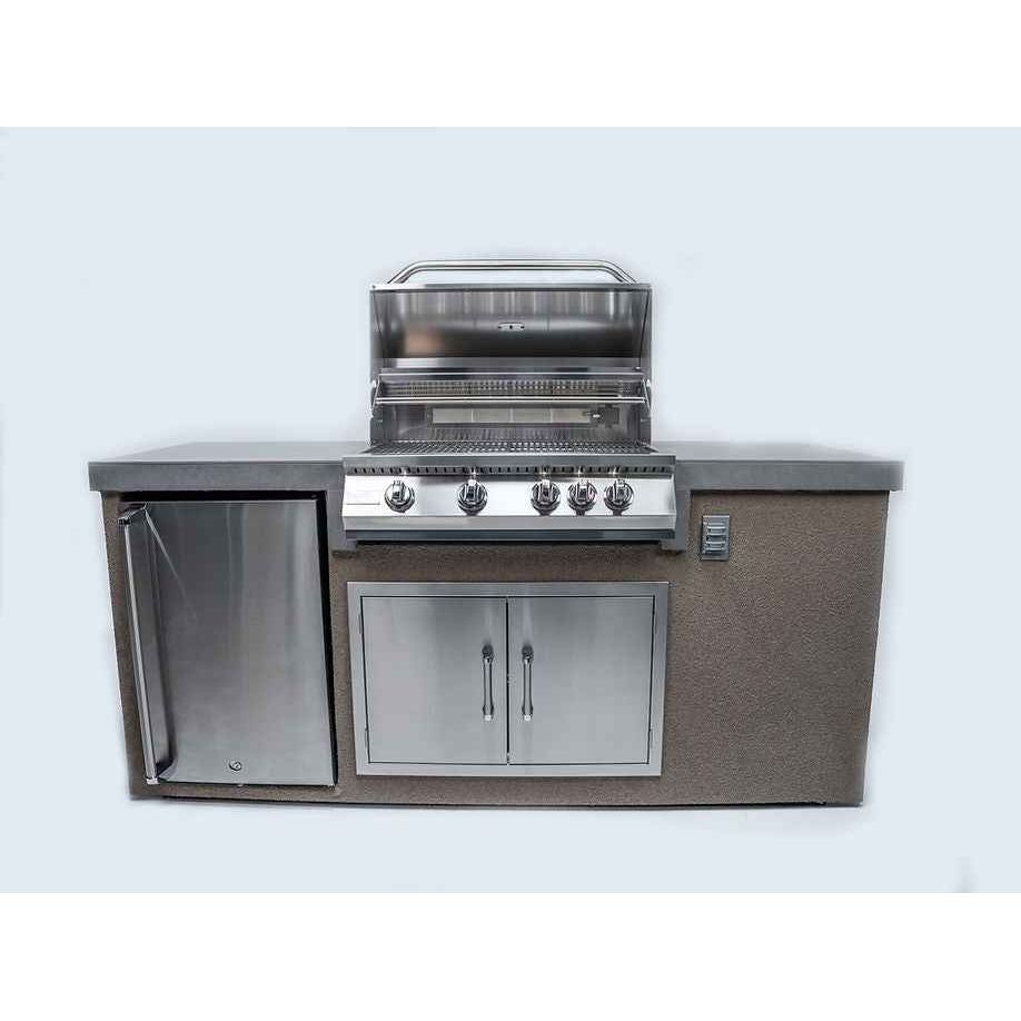 KoKoMo 7' Outdoor Kitchen Island with Grill – Built-In 32” Grill + Fridge