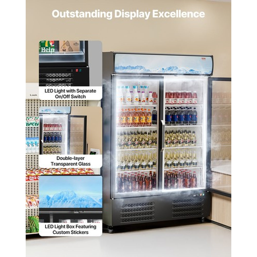VEVOR Commercial Merchandiser Refrigerator 36.27CU.FT Glass Door Beverage Fridge