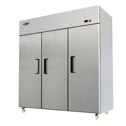 Atosa USA MBF8006GR Reach-In Refrigerator Three Section 77.8W x 31.7D x 81.3H Top Mount Self Contained 64.9 Cu Ft