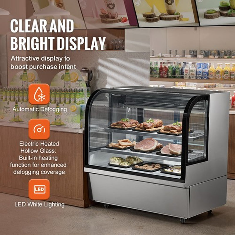 47" Commercial Refrigerated Display Case 2-Tier Bakery Cooler Showcase 18 Cu.Ft