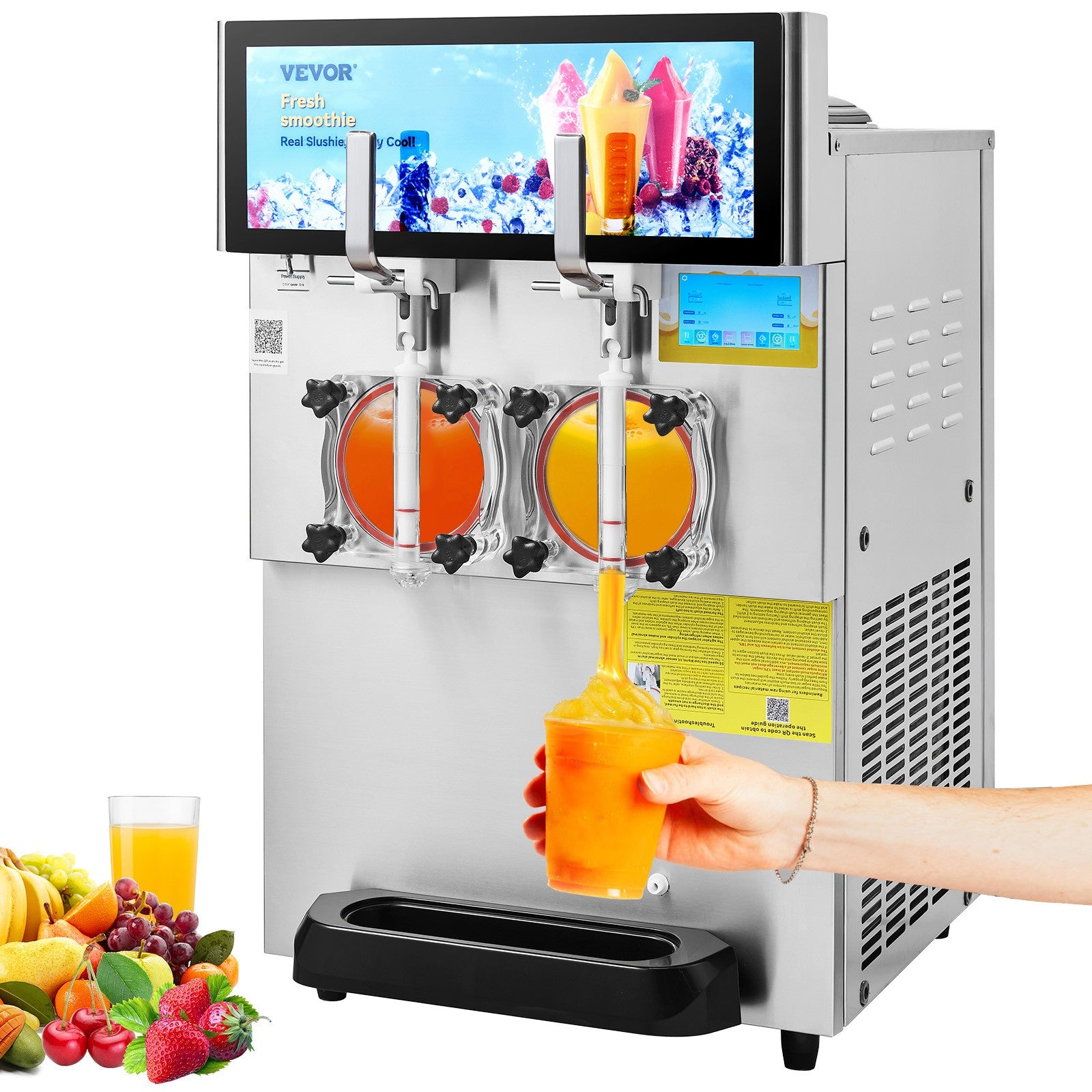 Commercial Slush Machine 2X(8+4L) Margarita Slushy Maker Drink Frozen 1800W
