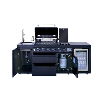 Castelle Flame Monarch 4-Burner 72000 BTU BBQ Island With Fridge And Sink (SAK68127)