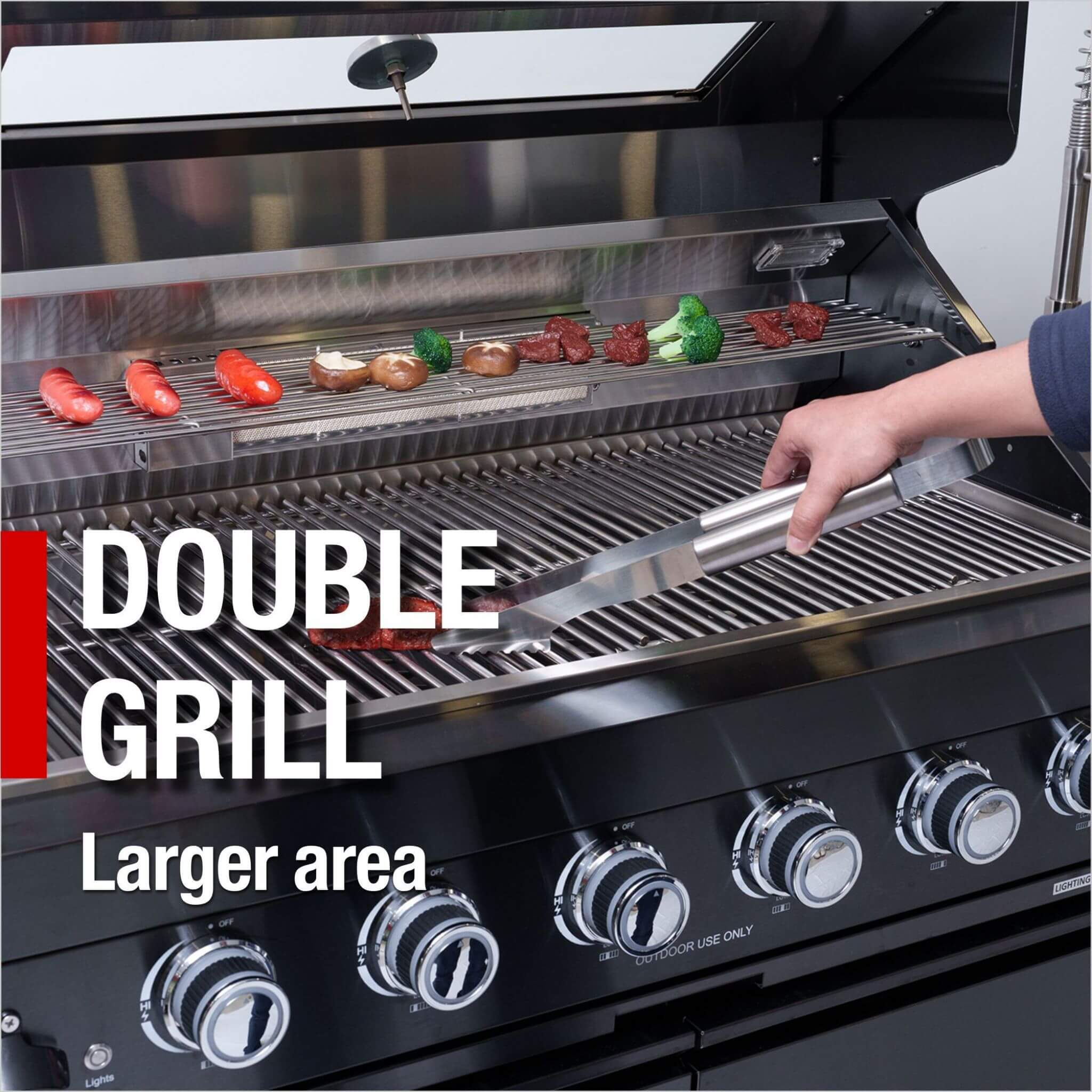 Castelle Flame Premium Black Stainless Steel 4-Burner Liquid Propane Kitchen Grill Island With Rotisserie Kit (SAK48157)