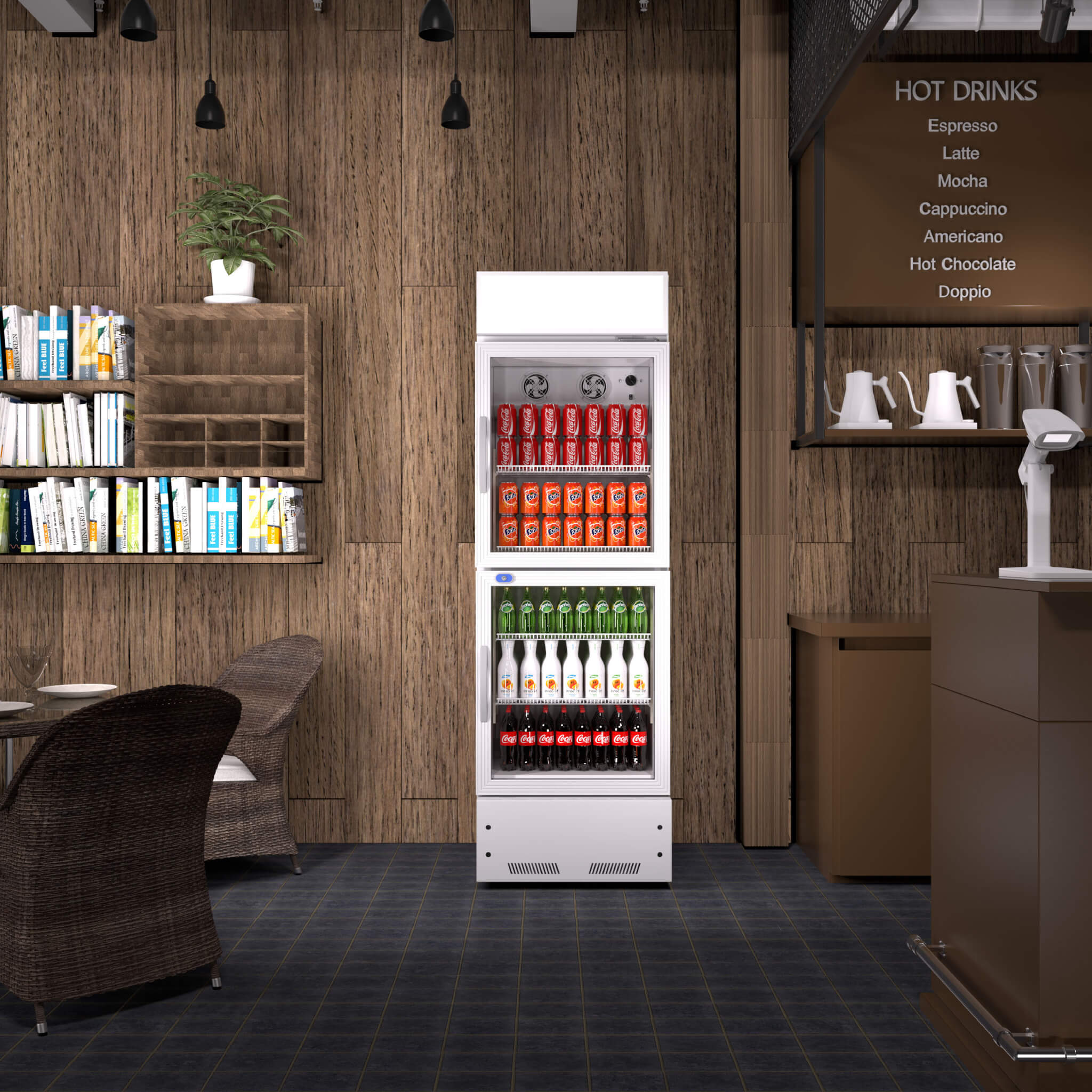 Commercial 2-Door Beverage Refrigerator Cooler With LED Lighting (SAK15896)