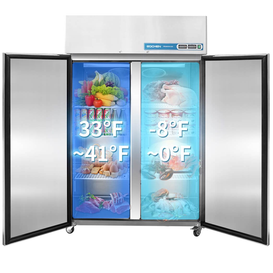 2 Door Commercial Refrigerator and Freezer