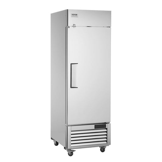 Commercial Freezer 19.32 Cu.ft, Reach In 27" W Upright Freezer Single Door, Auto-Defrost Stainless Steel Reach-in Freezer with 4 Adjustable Shelves, -13 to 5°F Temp Control, LED Light, 4 Wheels