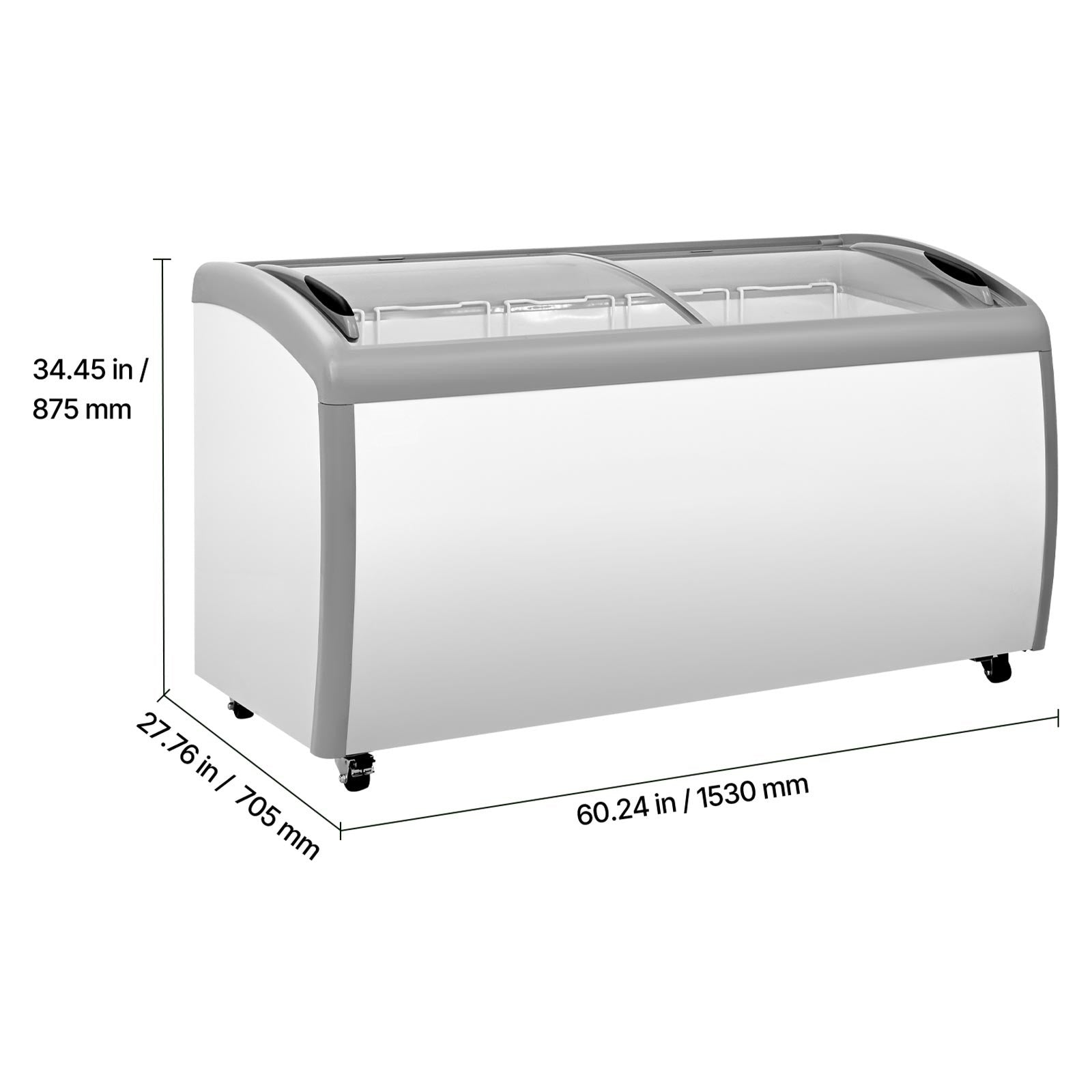Uimoso Commercial Ice Cream Display Freezer 16.3 Cu.Ft with 5 Wire Baskets