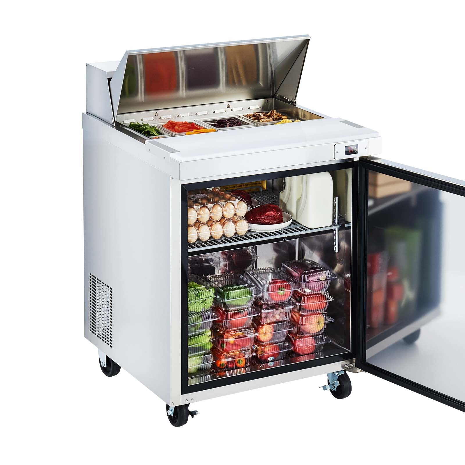 Commercial Refrigerated Sandwich Prep Worktable Stainless Steel Single Door