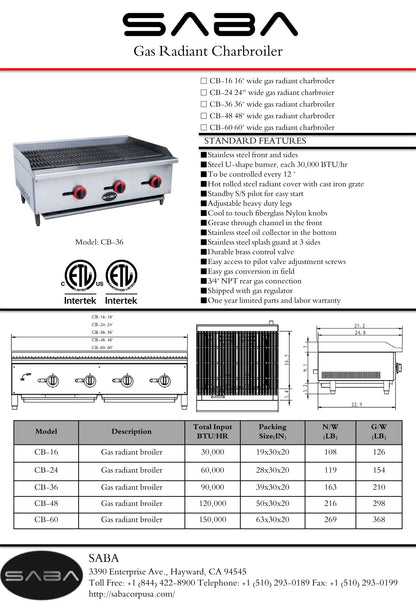 Heavy Duty Commercial Stainless Steel 48" Gas Charbroiler