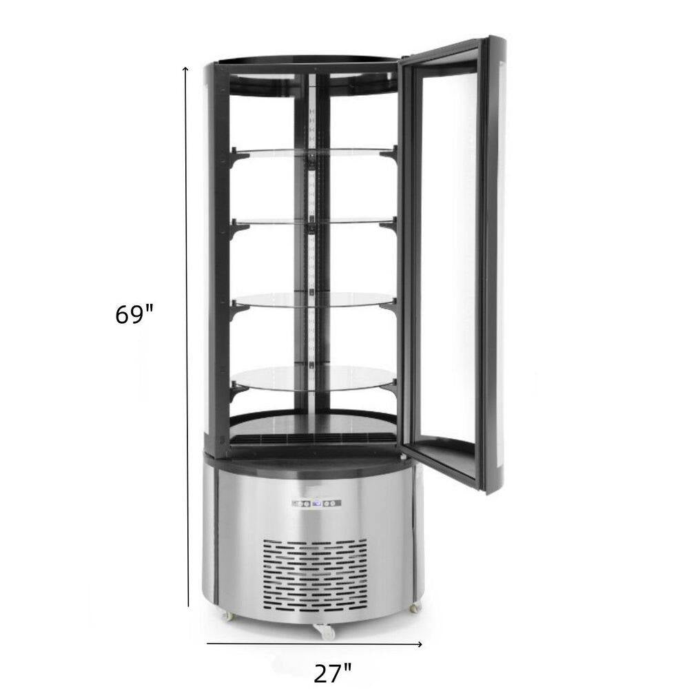 12.7 Cu. Ft. Commercial Upright Refrigerated Curved round Glass Cake Case Display in Stainless