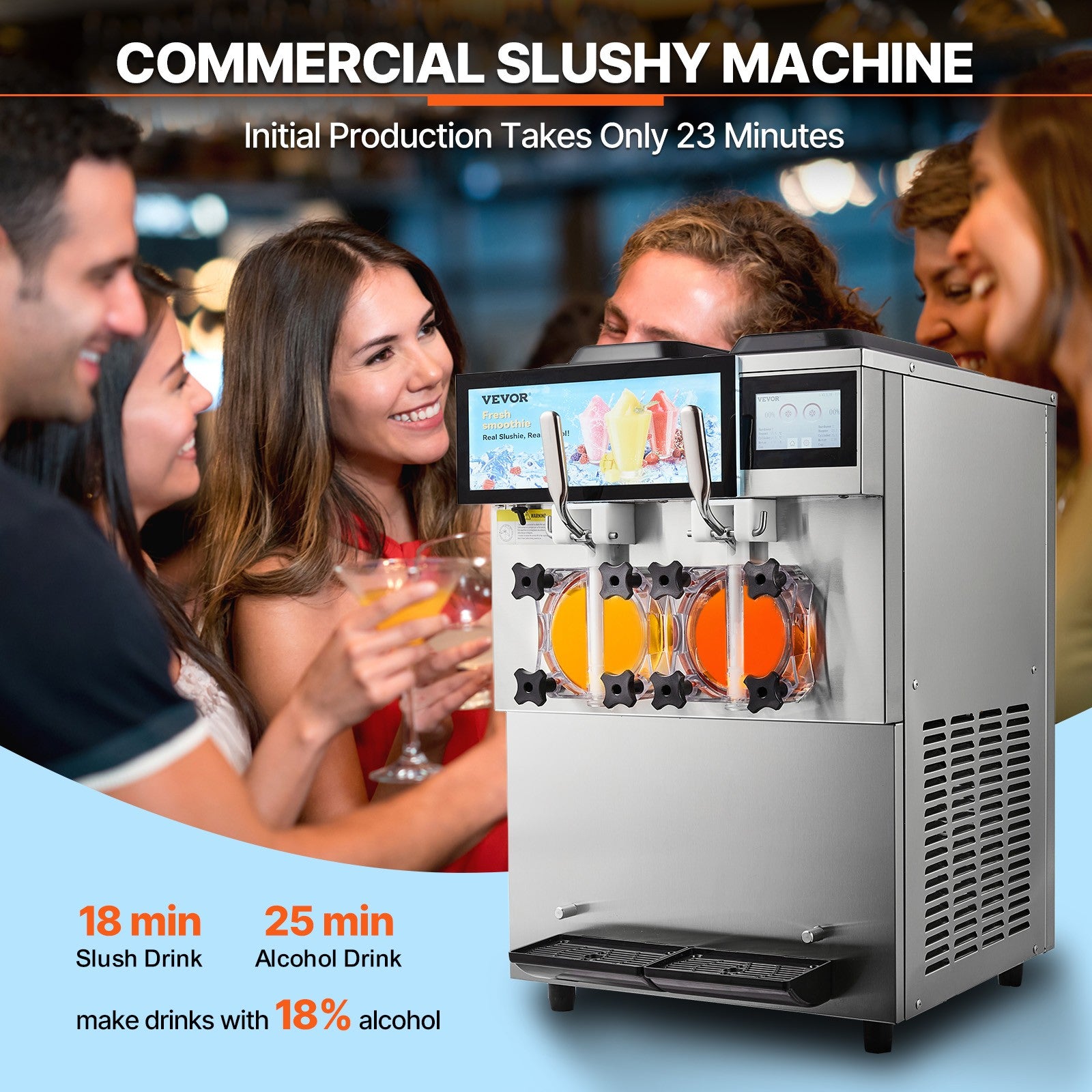 VEVOR 2 X 12L / 3.17 Gal Commercial Slushy Machine Margarita Smoothie Frozen
