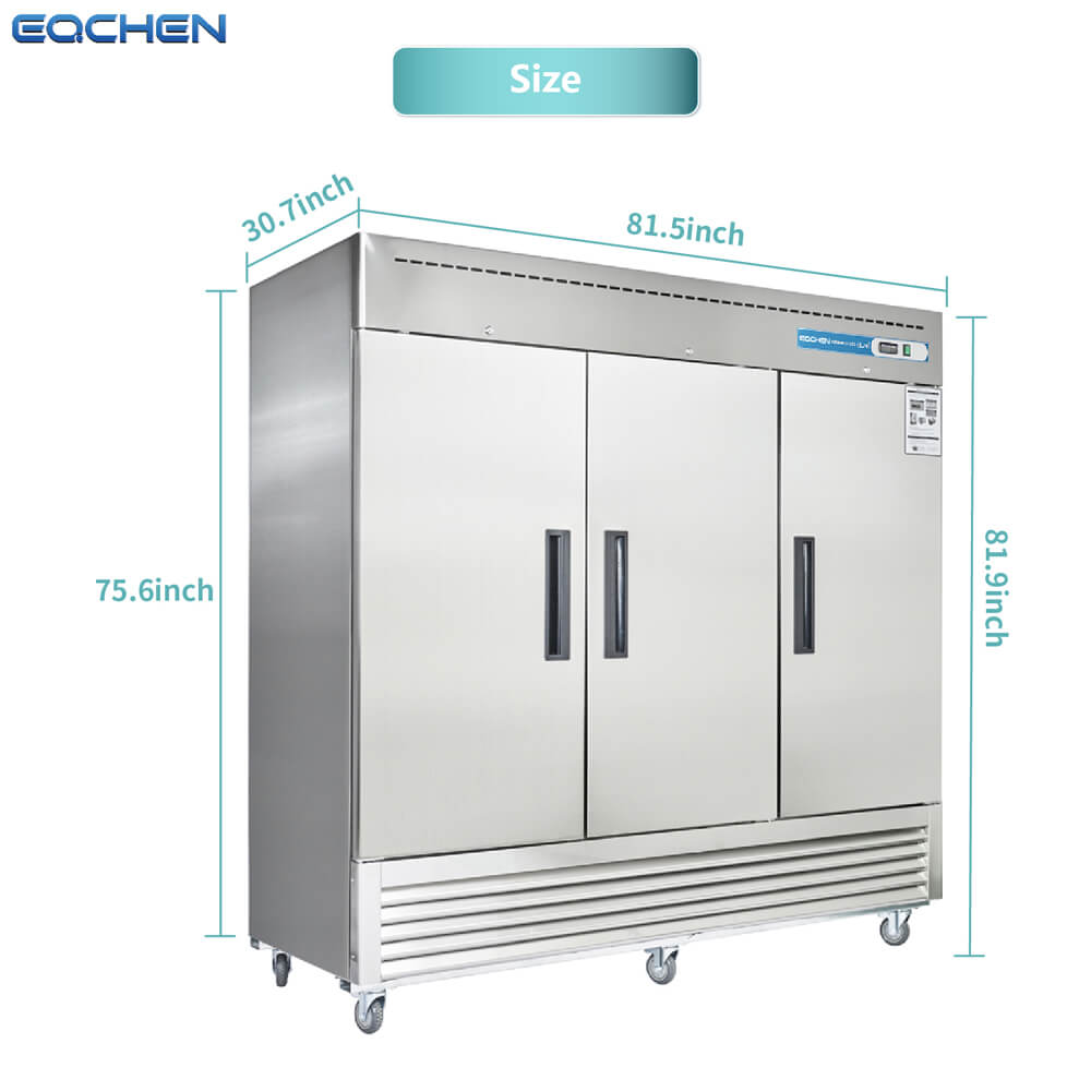 Commercial Reach in Refrigerator, 3 door 72 Cu.ft Stainless Steel Commercial Upright Refrigerator