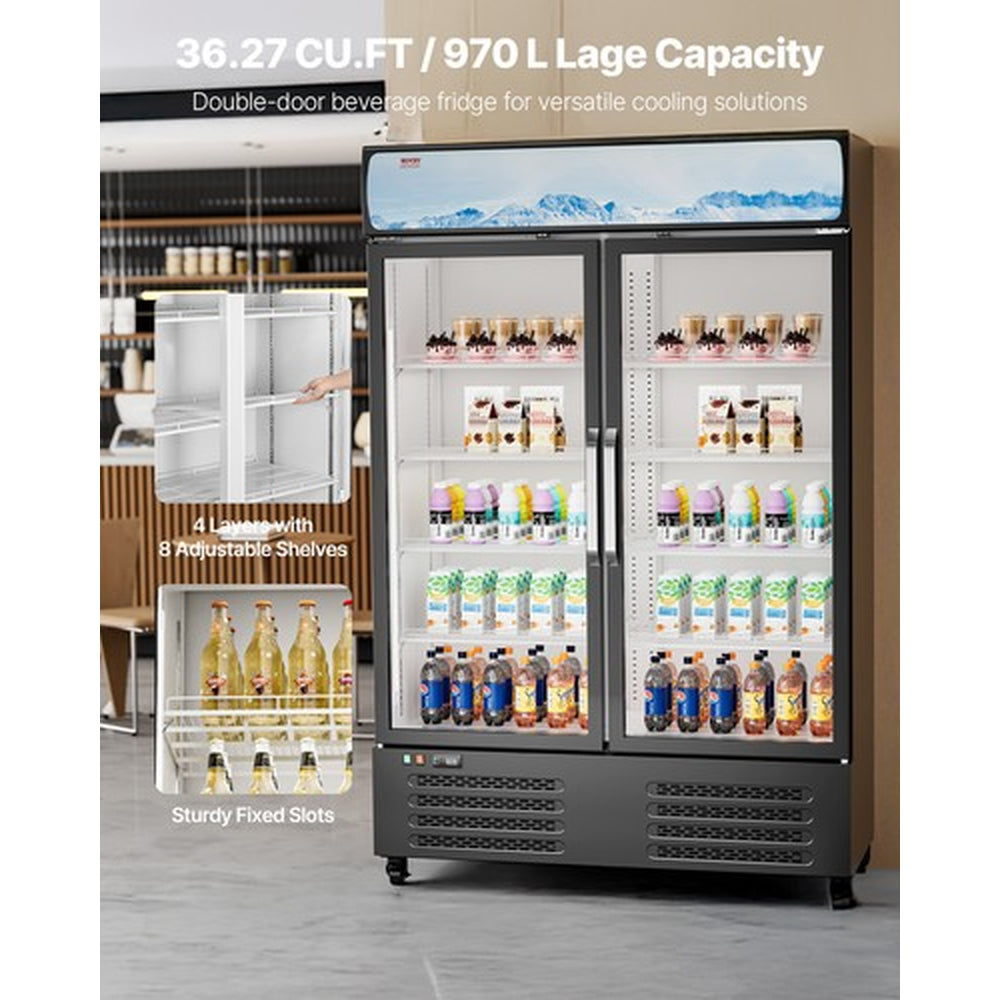 VEVOR Commercial Merchandiser Refrigerator 36.27CU.FT Glass Door Beverage Fridge