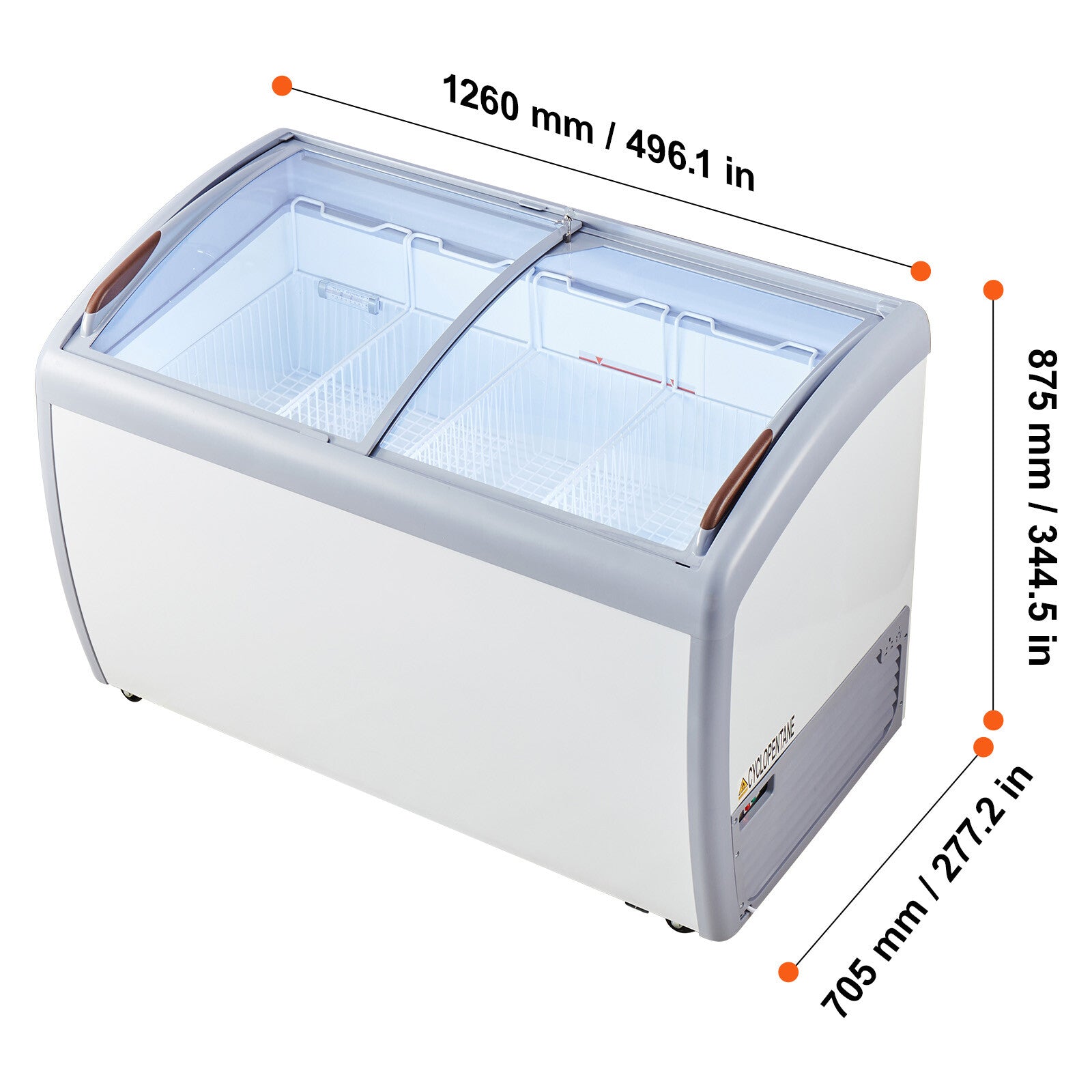 50" Commercial Ice Cream Display Case Gelato Freezer Glass Cabinet 12.8 Cu.Ft