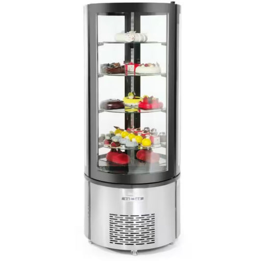 12.7 Cu. Ft. Commercial Upright Refrigerated Curved round Glass Cake Case Display in Stainless
