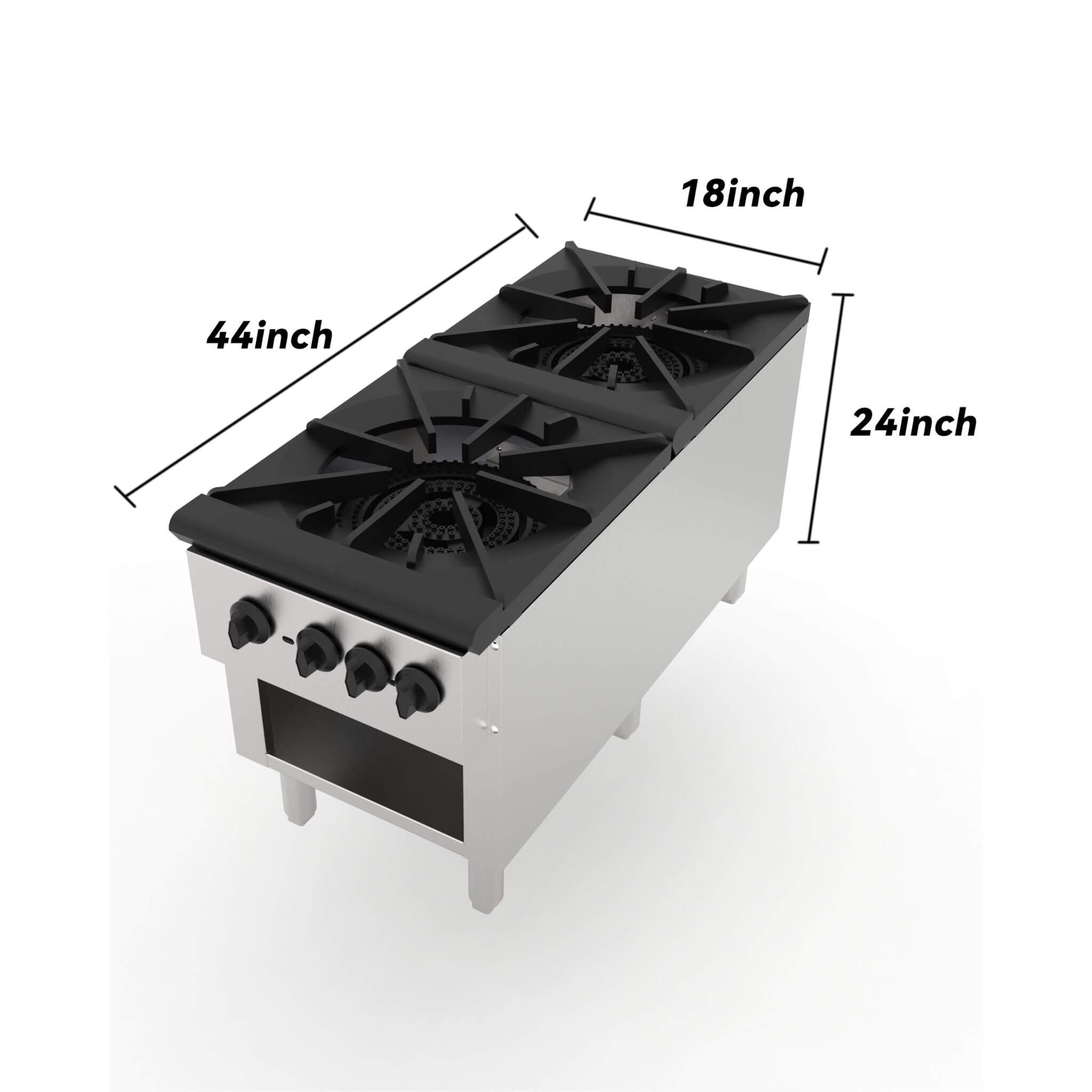 Commercial 2-Burner Stainless Gas Stove