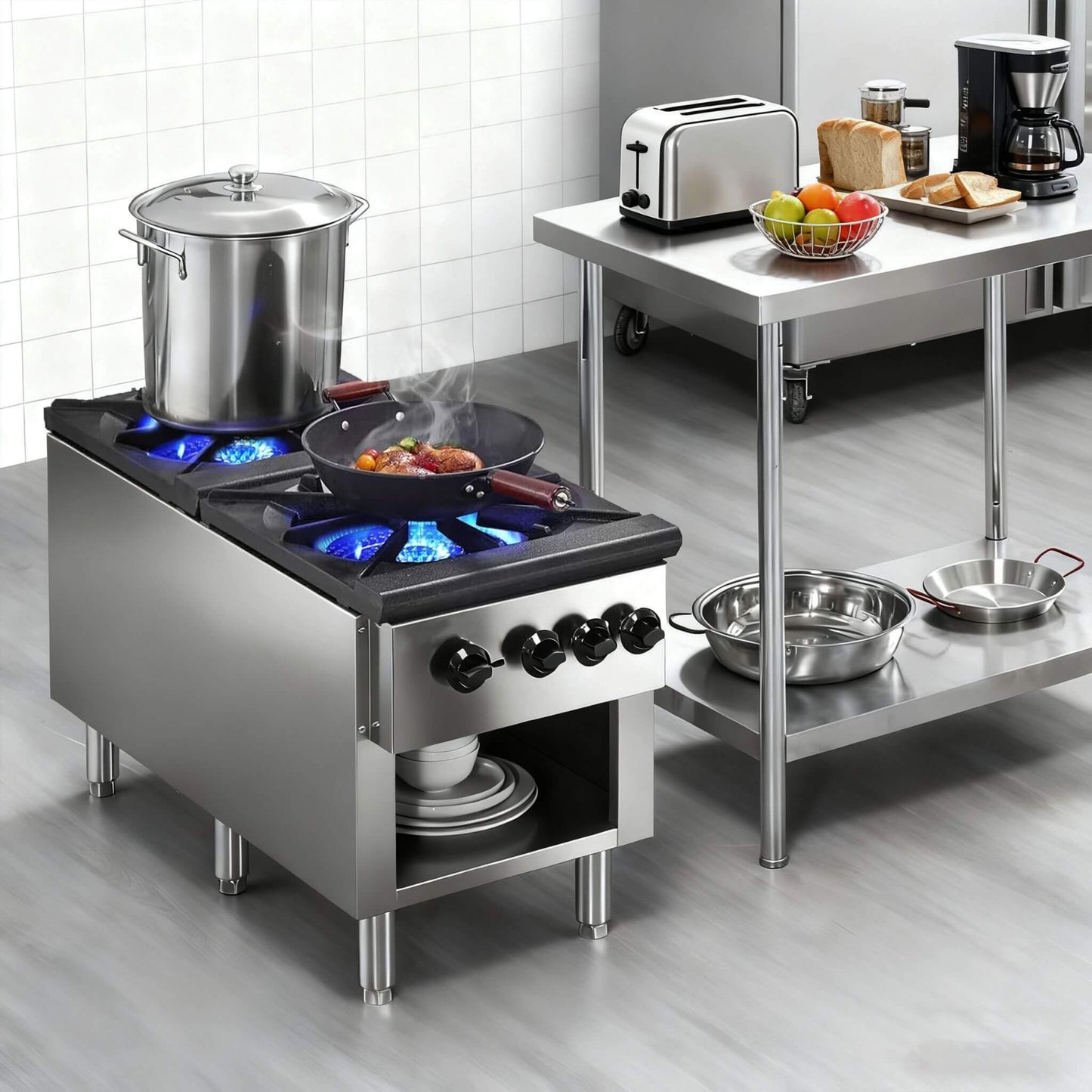 Commercial 2-Burner Stainless Gas Stove