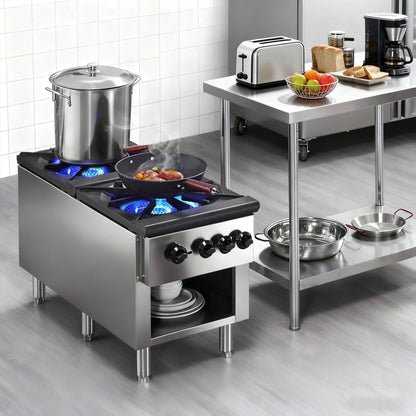Commercial 2-Burner Stainless Gas Stove
