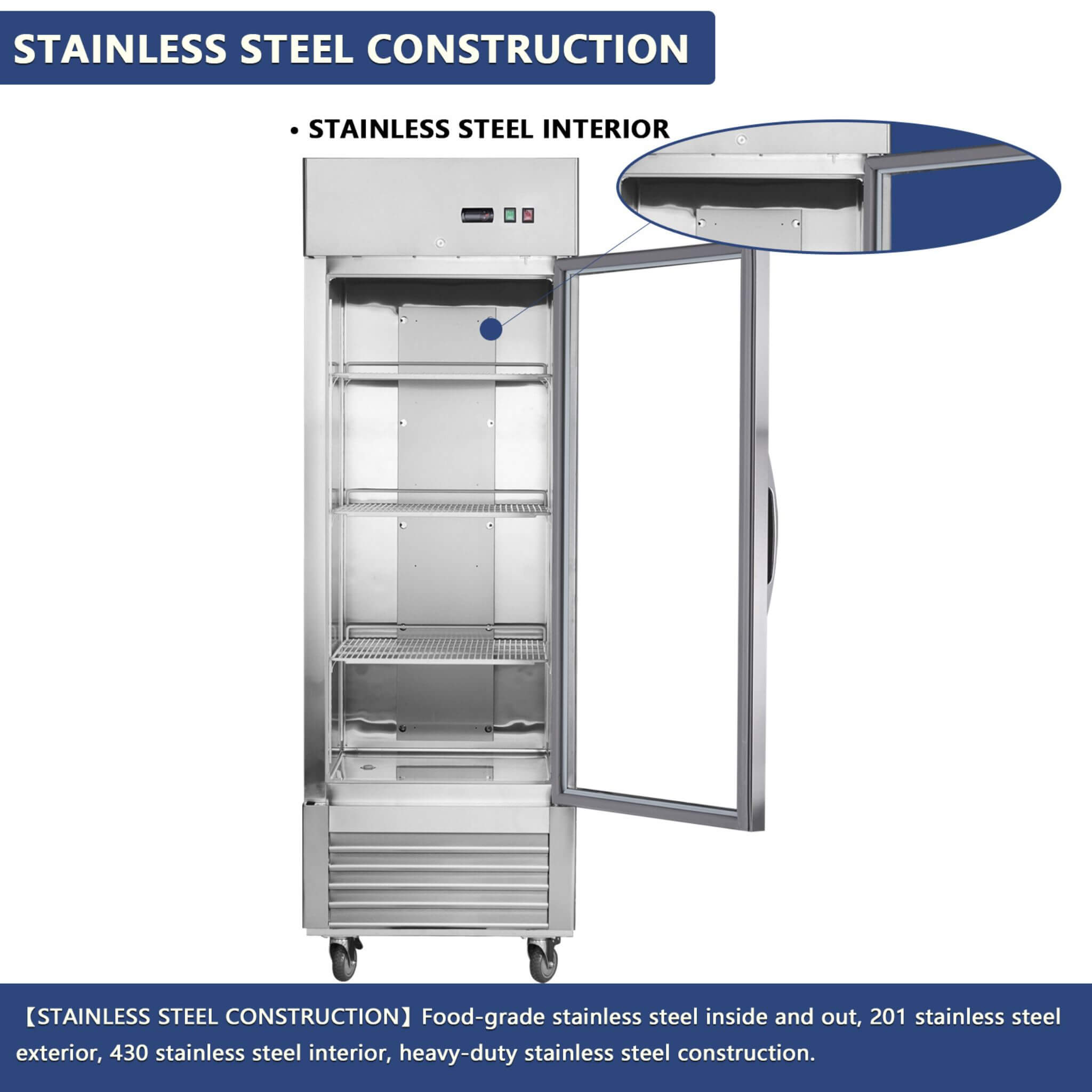 Heavy-Duty Commercial Upright ETL Certified Freezer For Restaurants, Bars, And Supermarkets (SAK01847)